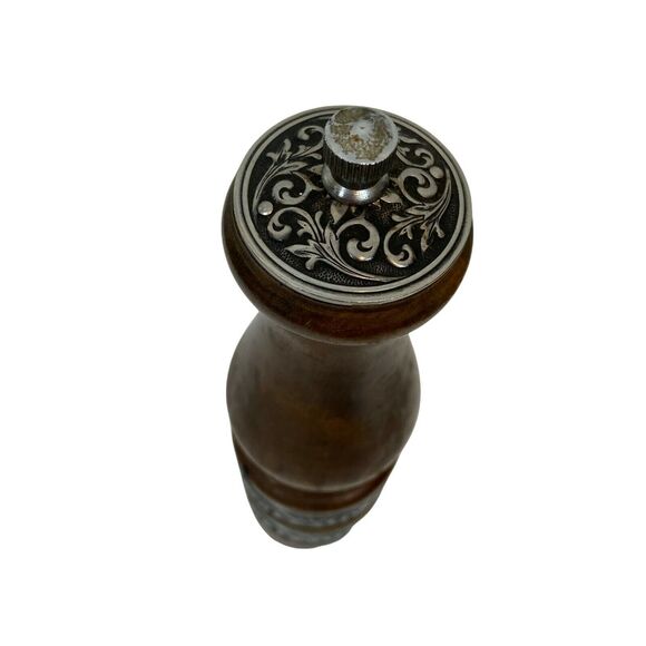 Pepper Mill Grinder 10" Vintage International Silver Plated Wooden Decorator - Picture 5 of 16